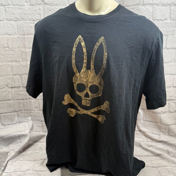 Psycho Bunny Graphic Rabbit Skull And Crossbones Men's 3XLT T-Shirt Gold - Picture 2 of 7